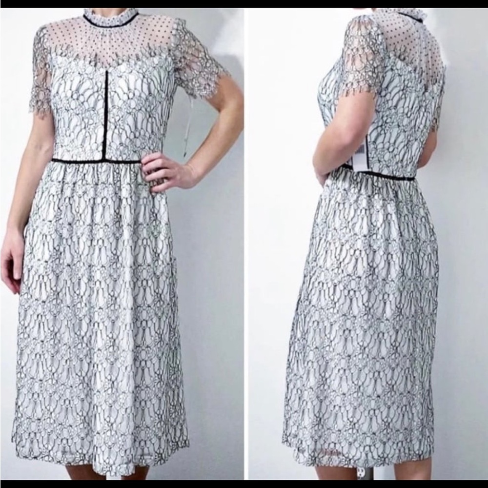 NWT Donna Ricco size 4 lace, short sleeve midi dress